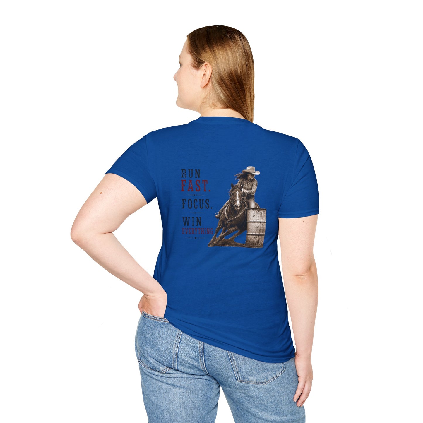 Run Focus Win Cowgirl  (Back) T-Shirt