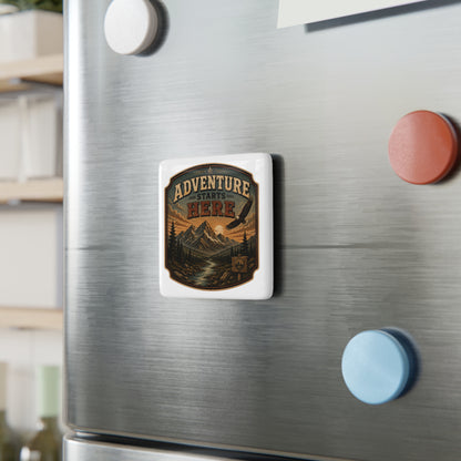 Adventure Here  Porcelain Magnet Square