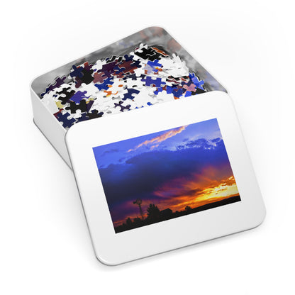 Windmill Sunset  Jigsaw Puzzle in Tin