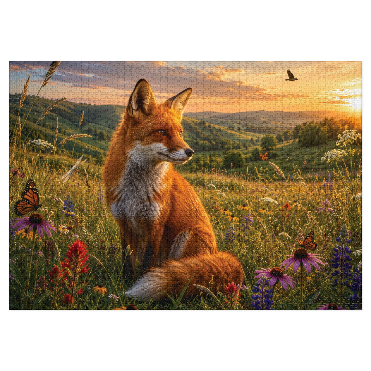 Meadow Fox  Jigsaw Puzzle with Tin