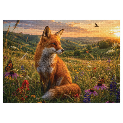 Meadow Fox  Jigsaw Puzzle with Tin