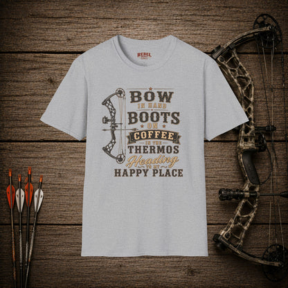 Bow Boots Coffee  Adult Size T-Shirt
