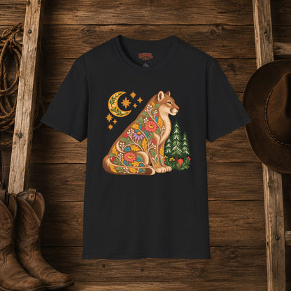 Fall Bloom Cougar   Adult Size T-Shirt