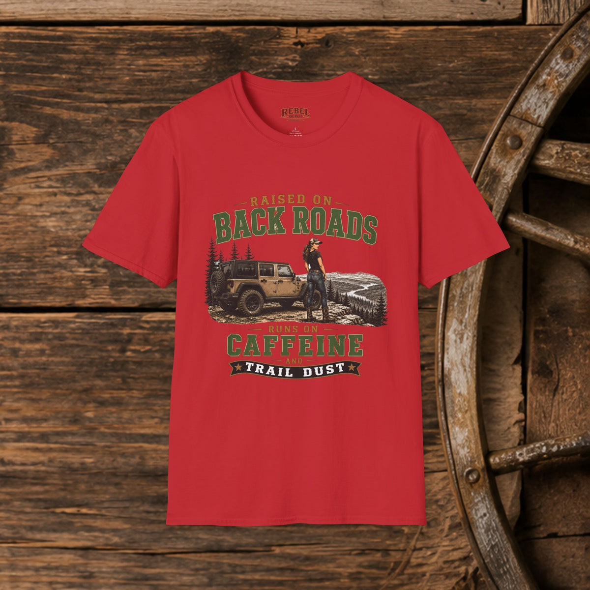 Backroads Caffeine Dust   Adult Size T-Shirt