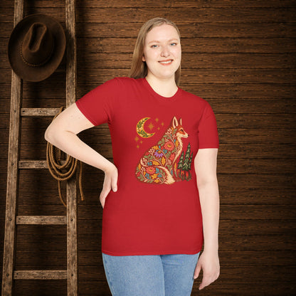 Fall Bloom Fox  Adult Size T-Shirt