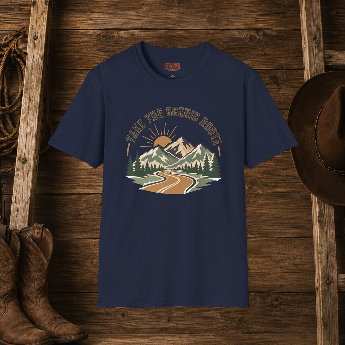 Take The Scenic Route  Adult Size T-Shirt