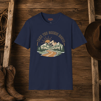 Take The Scenic Route  Adult Size T-Shirt
