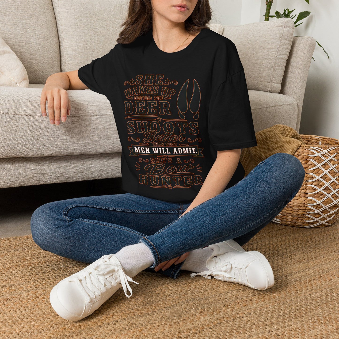 She's A Bow Hunter  Adult Size T-Shirt