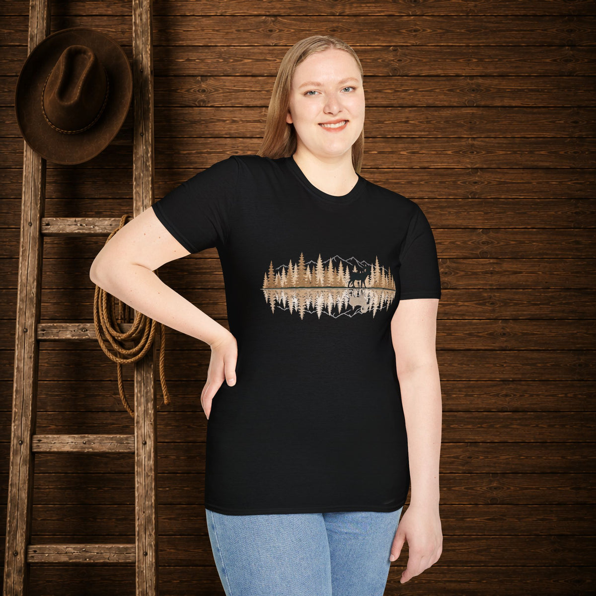 Big Horn Sheep Reflection   Adult Size T-Shirt