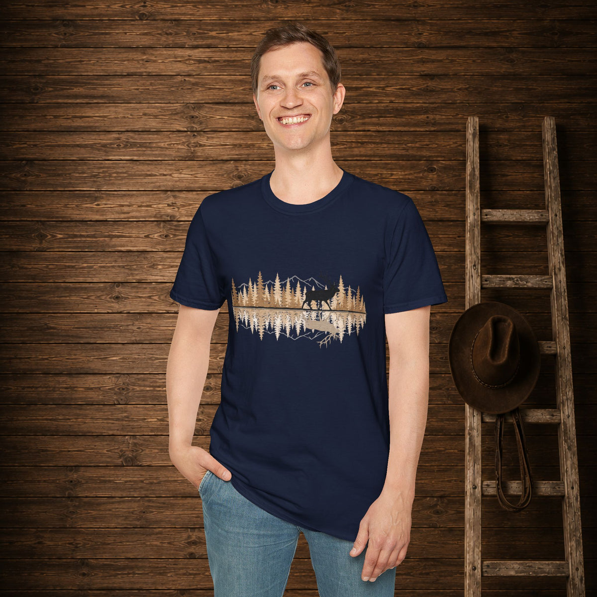 Elk Reflection   Adult Size T-Shirt