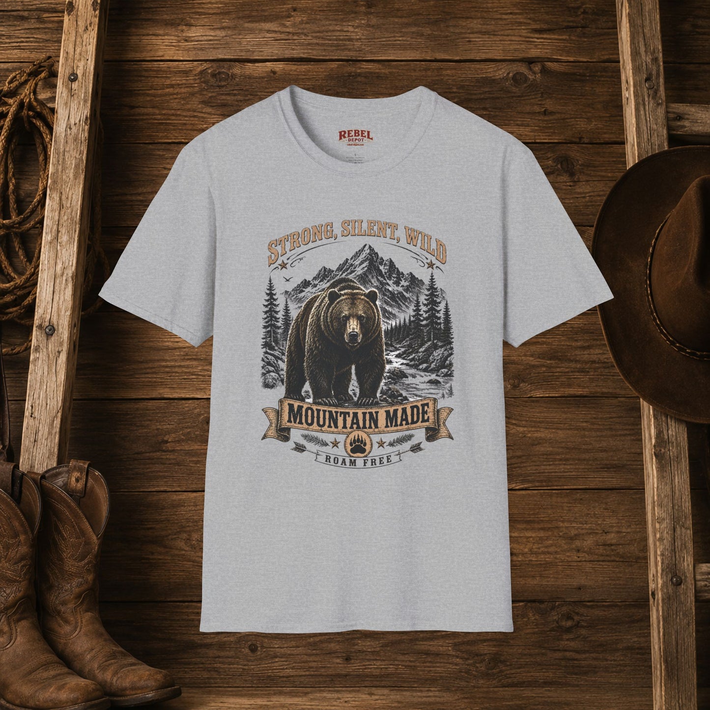 Strong Silent Wild Bear  Adult Size T-Shirt