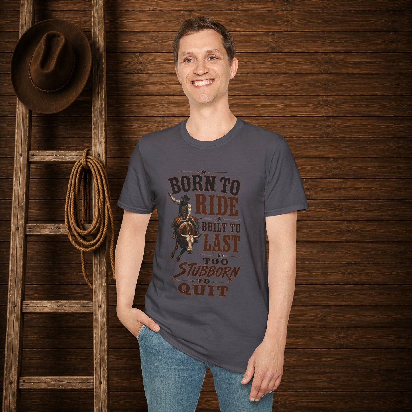 Born To Ride Bullrider  Adult T-Shirt