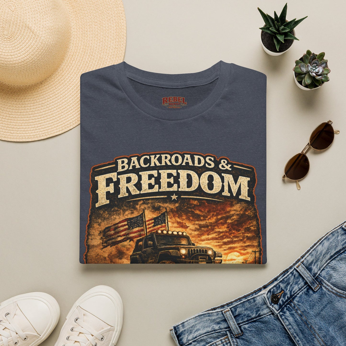 Backroads & Freedom  Adult Size T-Shirt