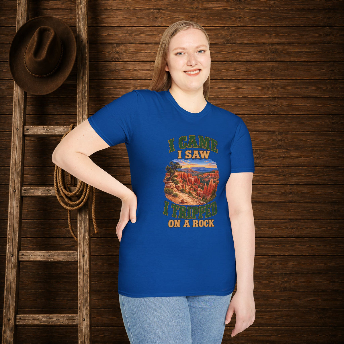 Came Saw Tripped On A Rock  Adult Size T-Shirt