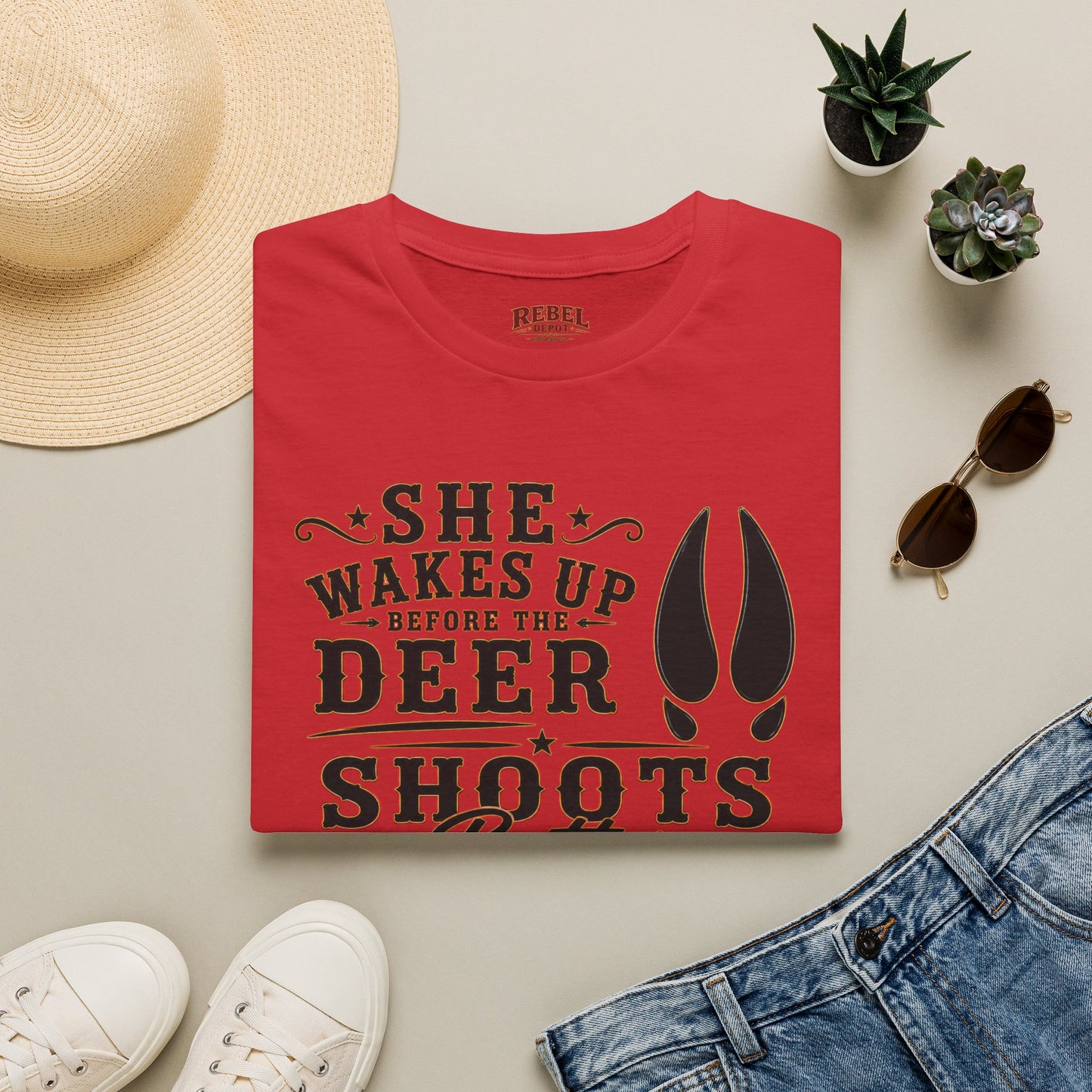 She's A Bow Hunter  Adult Size T-Shirt