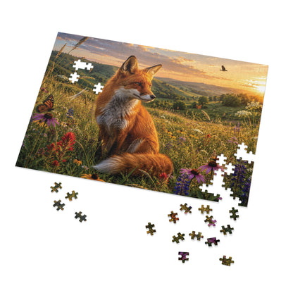 Meadow Fox  Jigsaw Puzzle with Tin