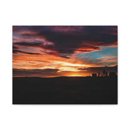 Country Homestead Sunset  Matte Canvas Art