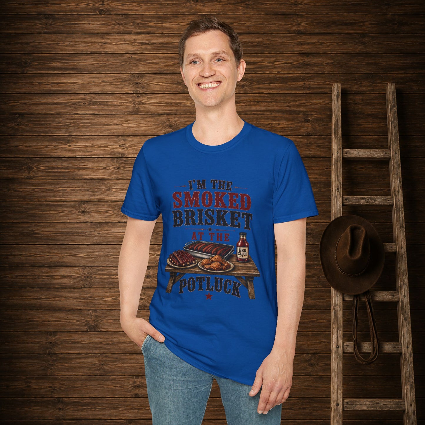 Smoked Brisket Potluck  Adult T-Shirt