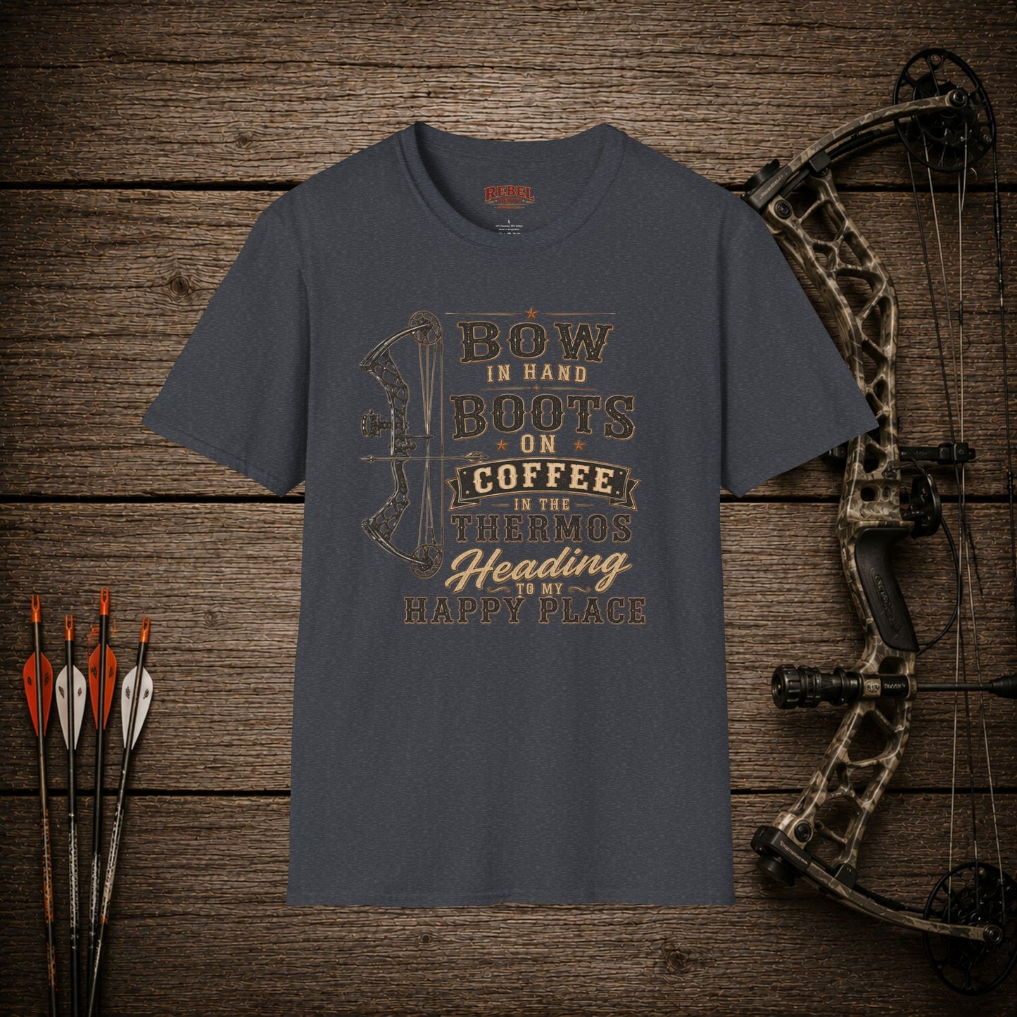 Bow Boots Coffee  Adult Size T-Shirt