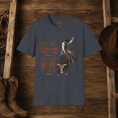 Bull Ran Out Of Time (Front)  Adult T-Shirt