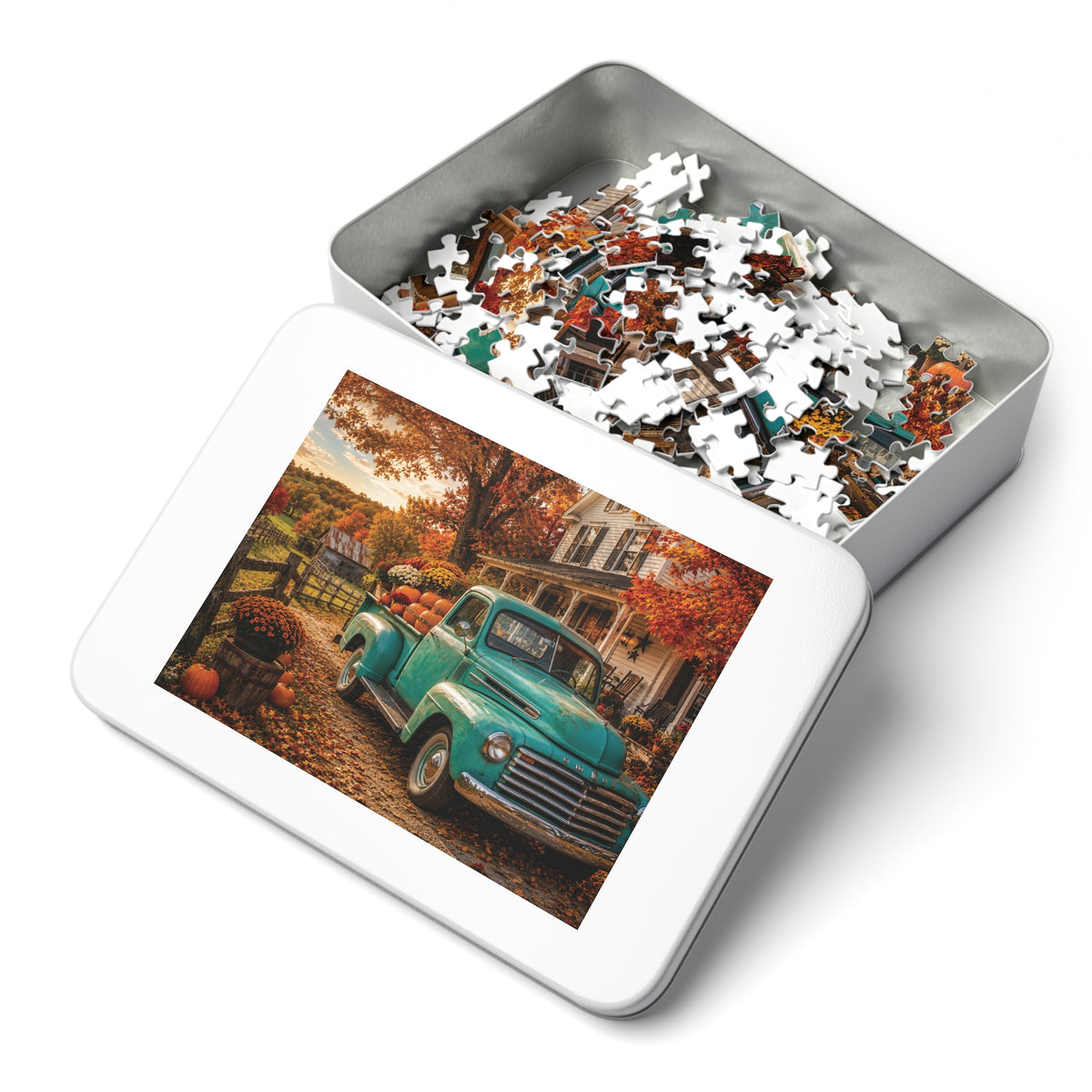 Fall Farmstead   Jigsaw Puzzle with Tin