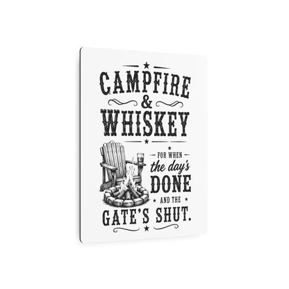 Campfire and Whisky  Metal Art Sign