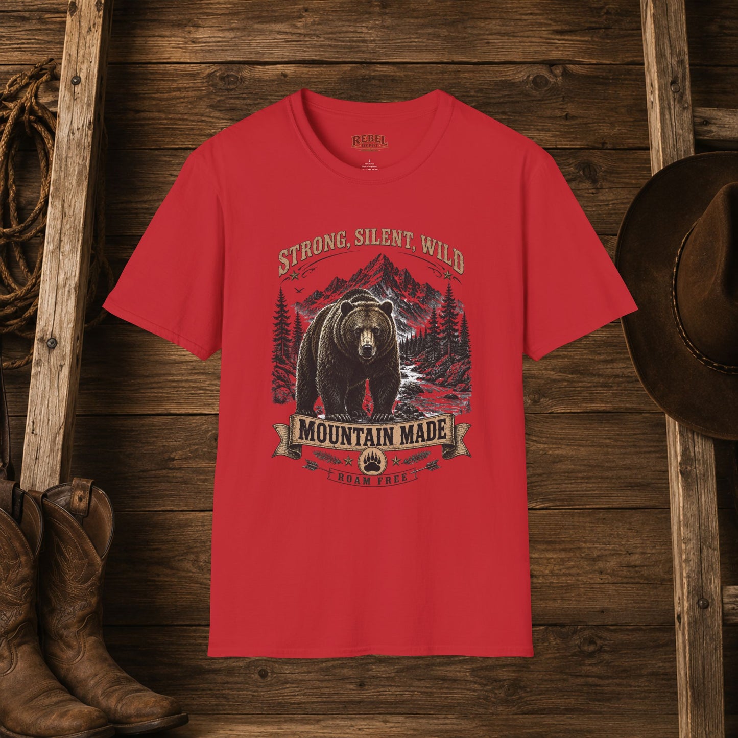 Strong Silent Wild Bear  Adult Size T-Shirt