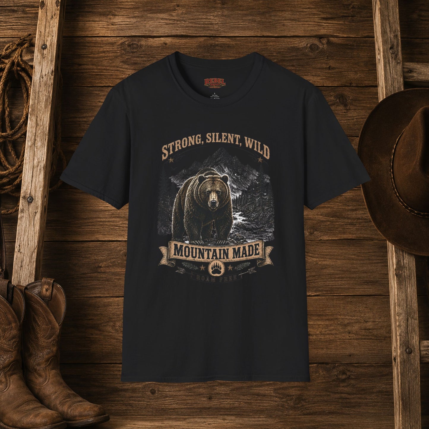 Strong Silent Wild Bear  Adult Size T-Shirt
