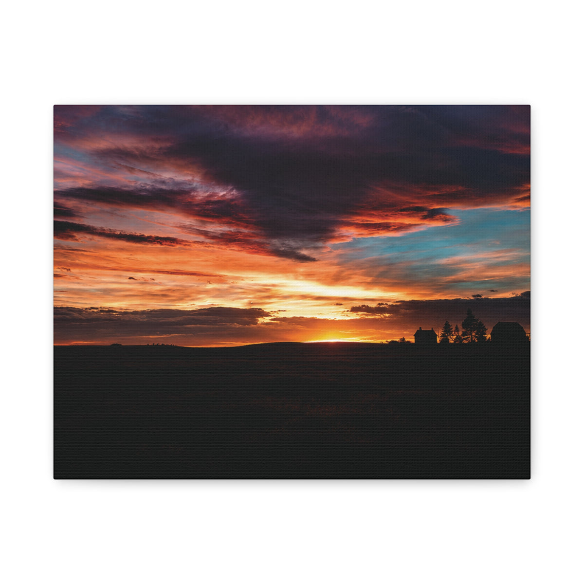 Country Homestead Sunset  Matte Canvas Art