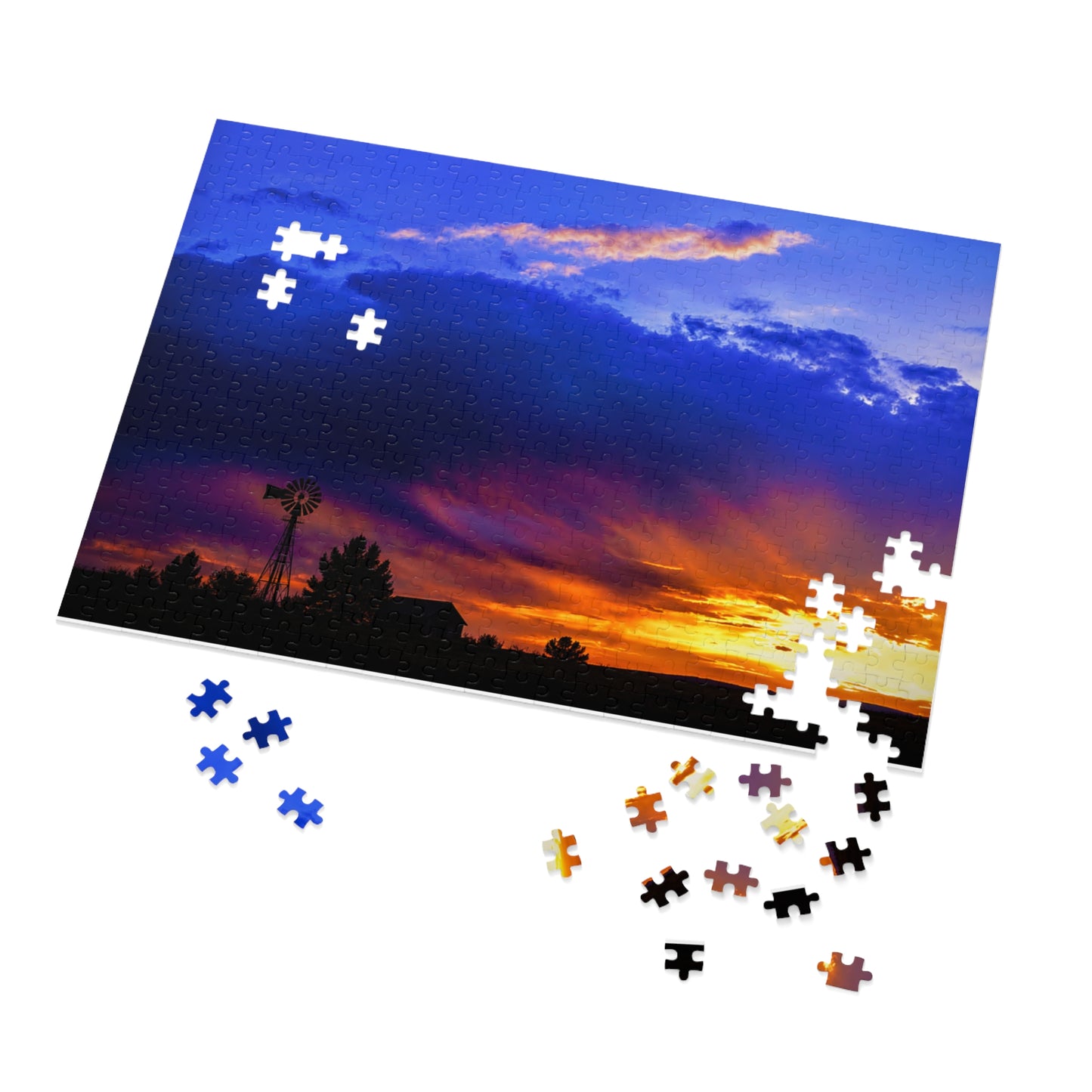 Windmill Sunset  Jigsaw Puzzle in Tin