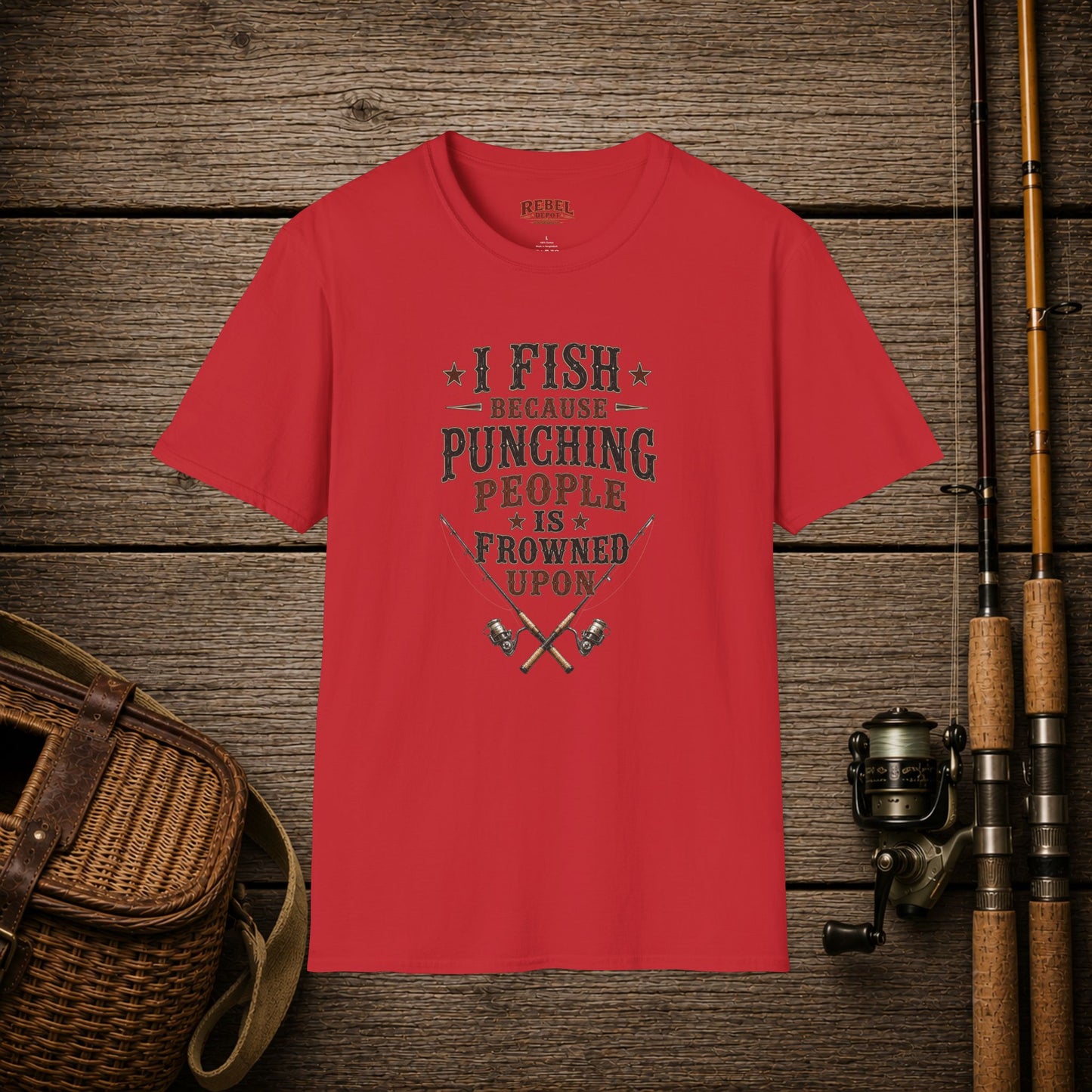 Fish Punching Frowned Upon  Adult Size T-Shirt