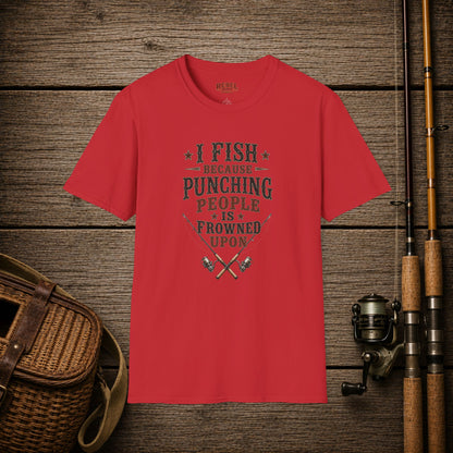 Fish Punching Frowned Upon  Adult Size T-Shirt