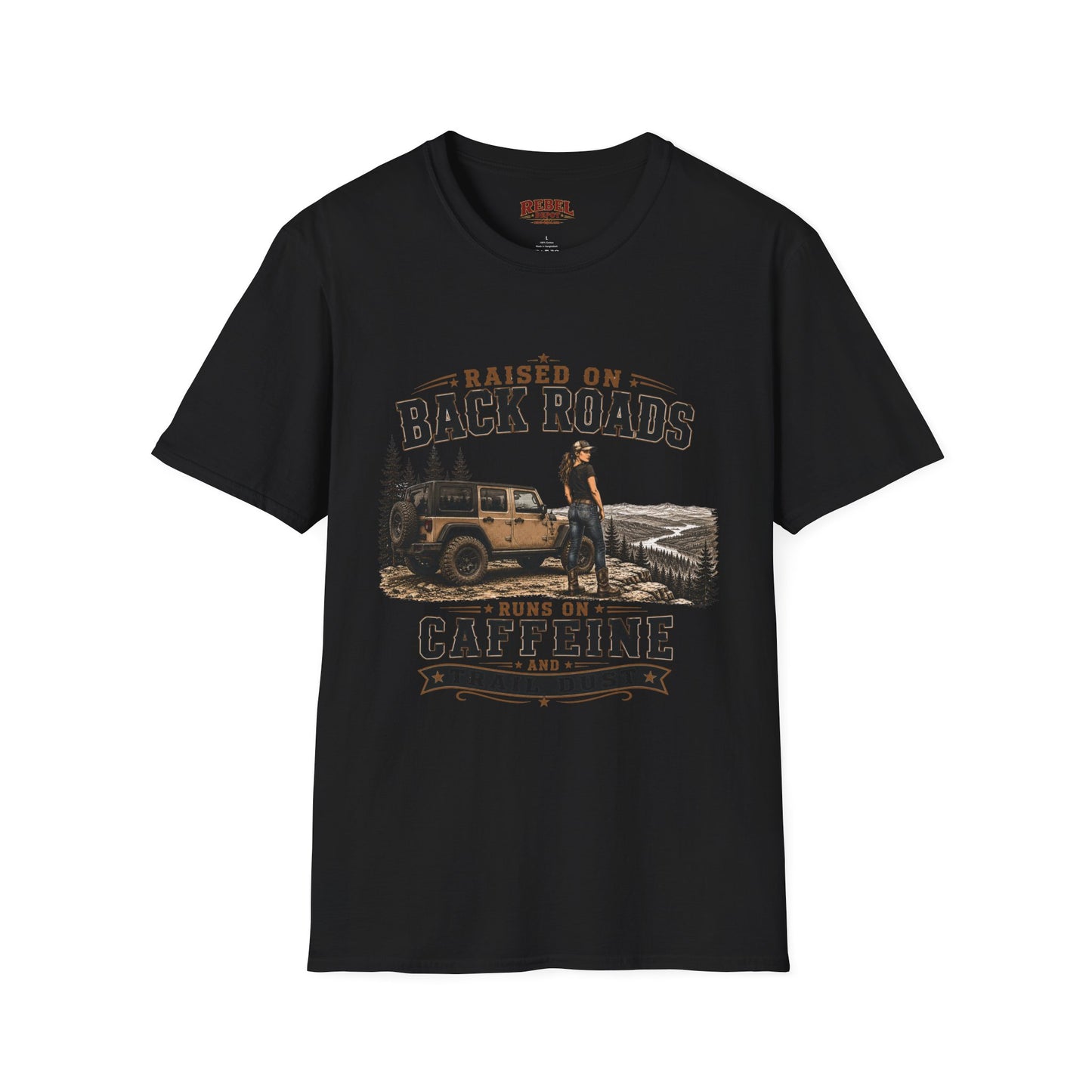 Backroads Caffeine Dust   Adult Size T-Shirt