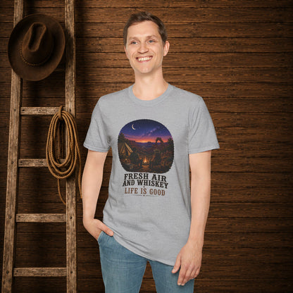 Fresh Air And Whiskey  Adult T-Shirt