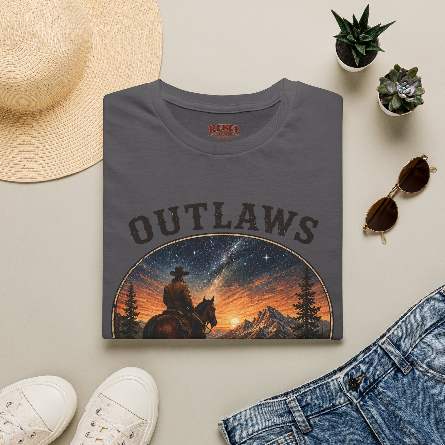 Outlaws Ride Wild   Adult Size T-Shirt