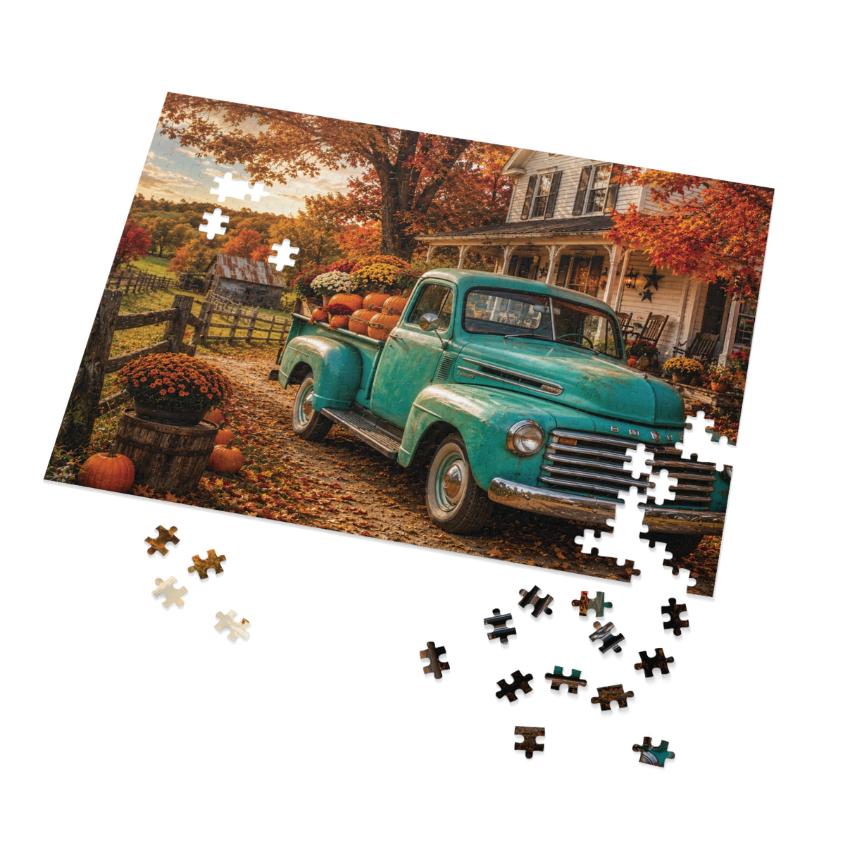 Fall Farmstead   Jigsaw Puzzle with Tin