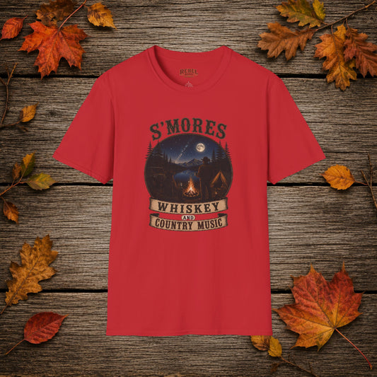 Smores Whiskey and Music   Adult Size T-Shirt