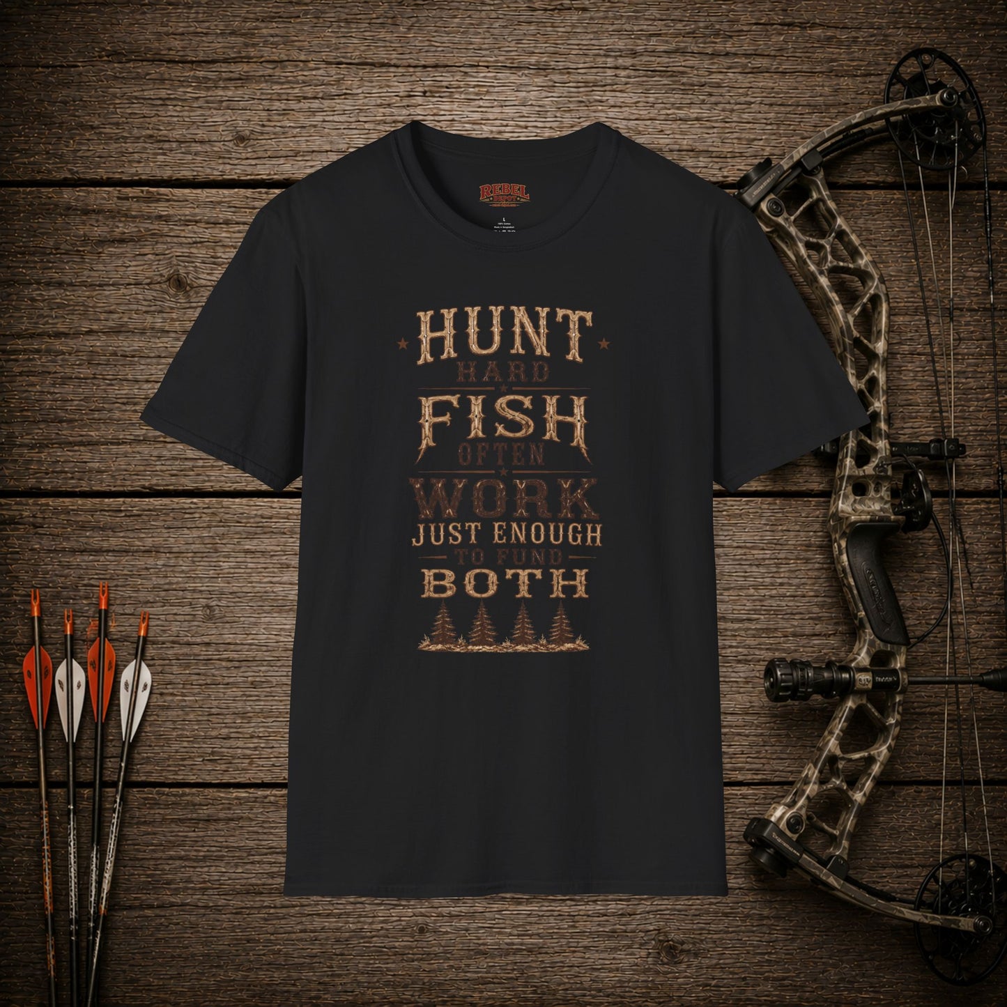 Hunt Fish Work  Adult Size T-Shirt