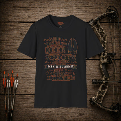 She's A Bow Hunter  Adult Size T-Shirt