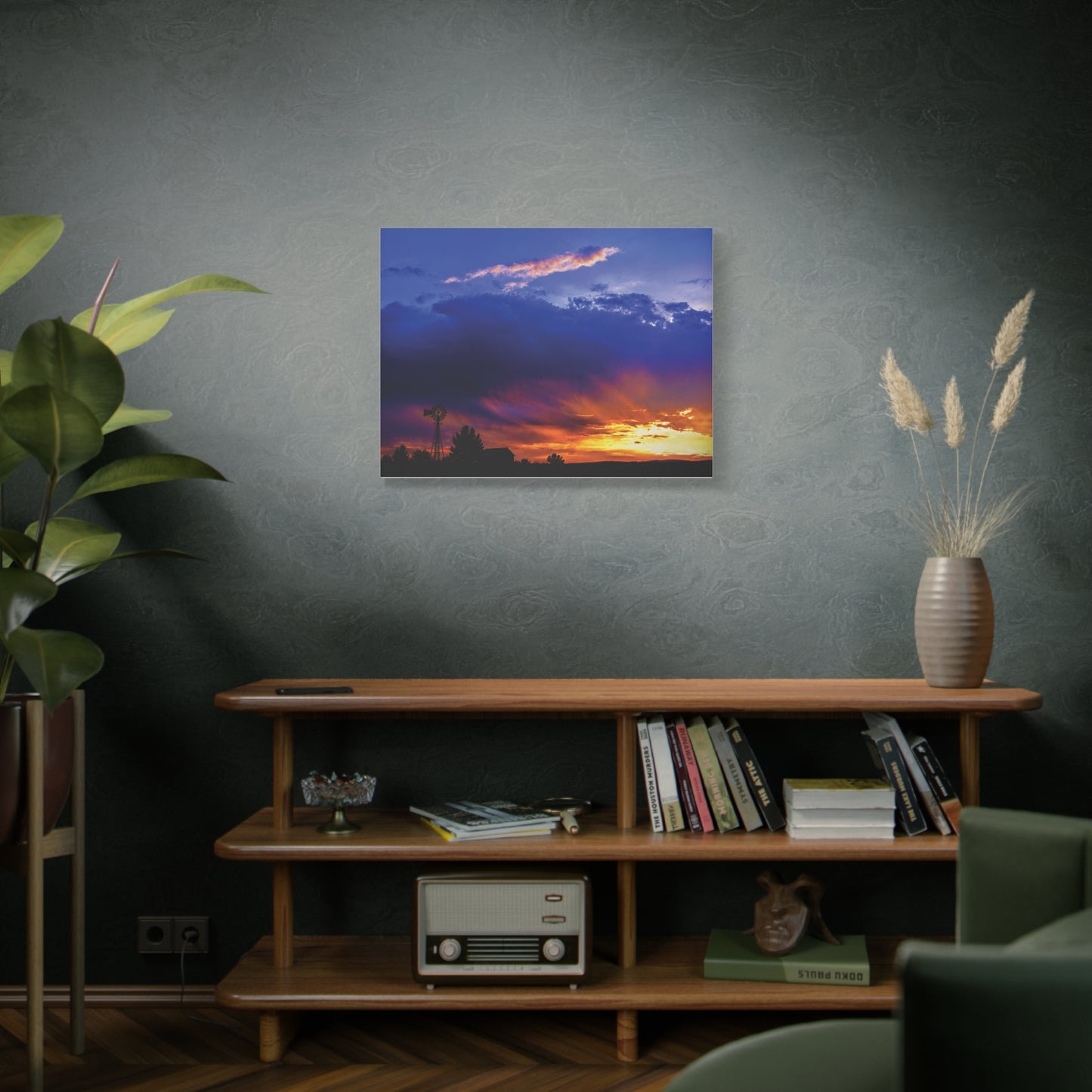 Windmill Sunset Matte Canvas Art
