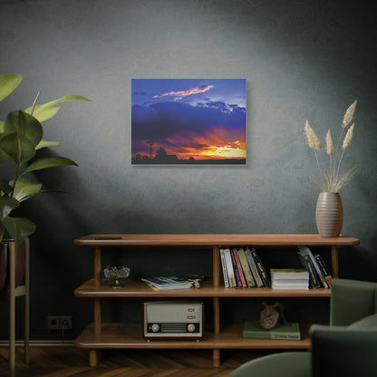 Windmill Sunset Matte Canvas Art