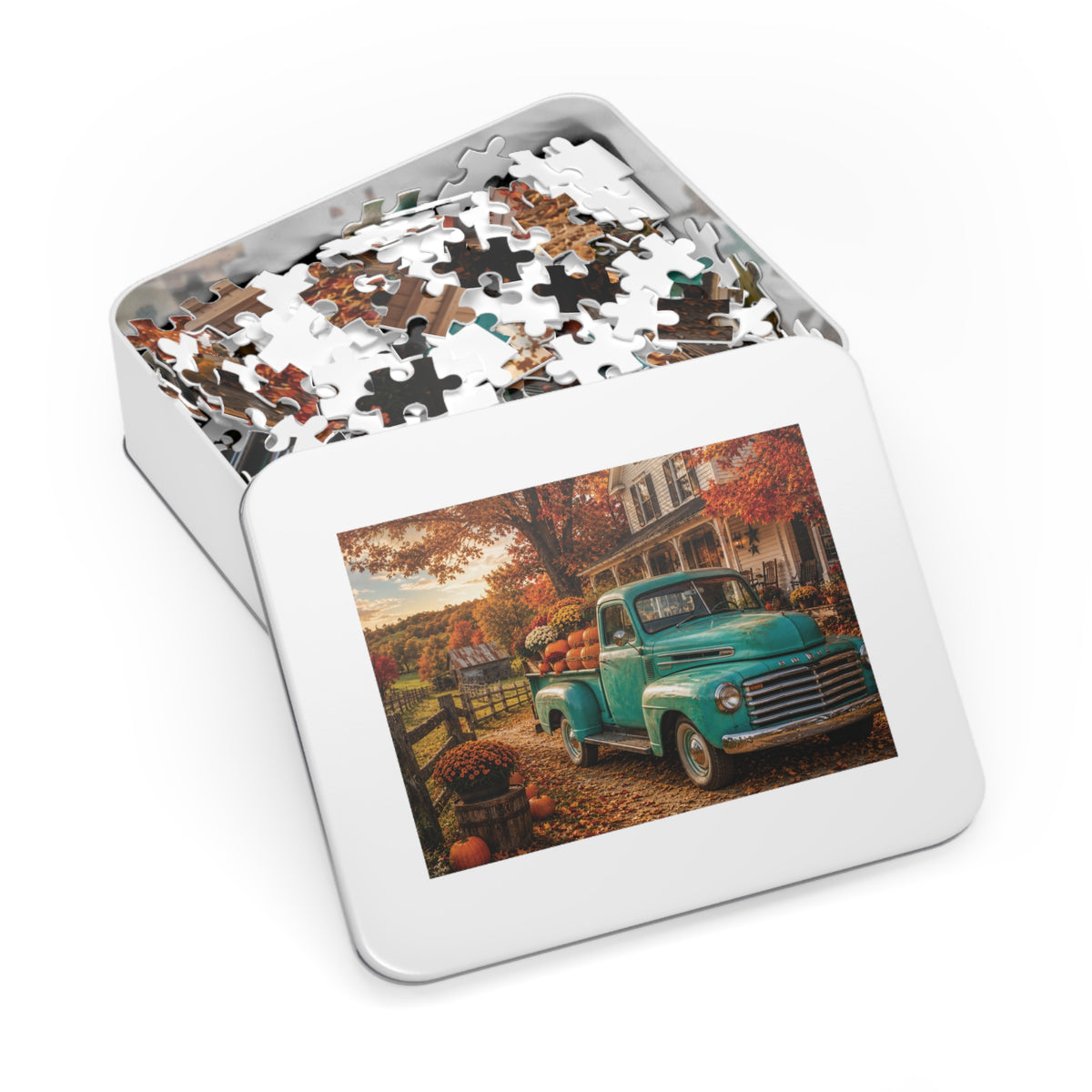 Fall Farmstead   Jigsaw Puzzle with Tin