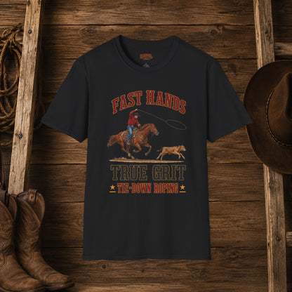 Fast Hands Tie-Down Roping  Adult T-Shirt