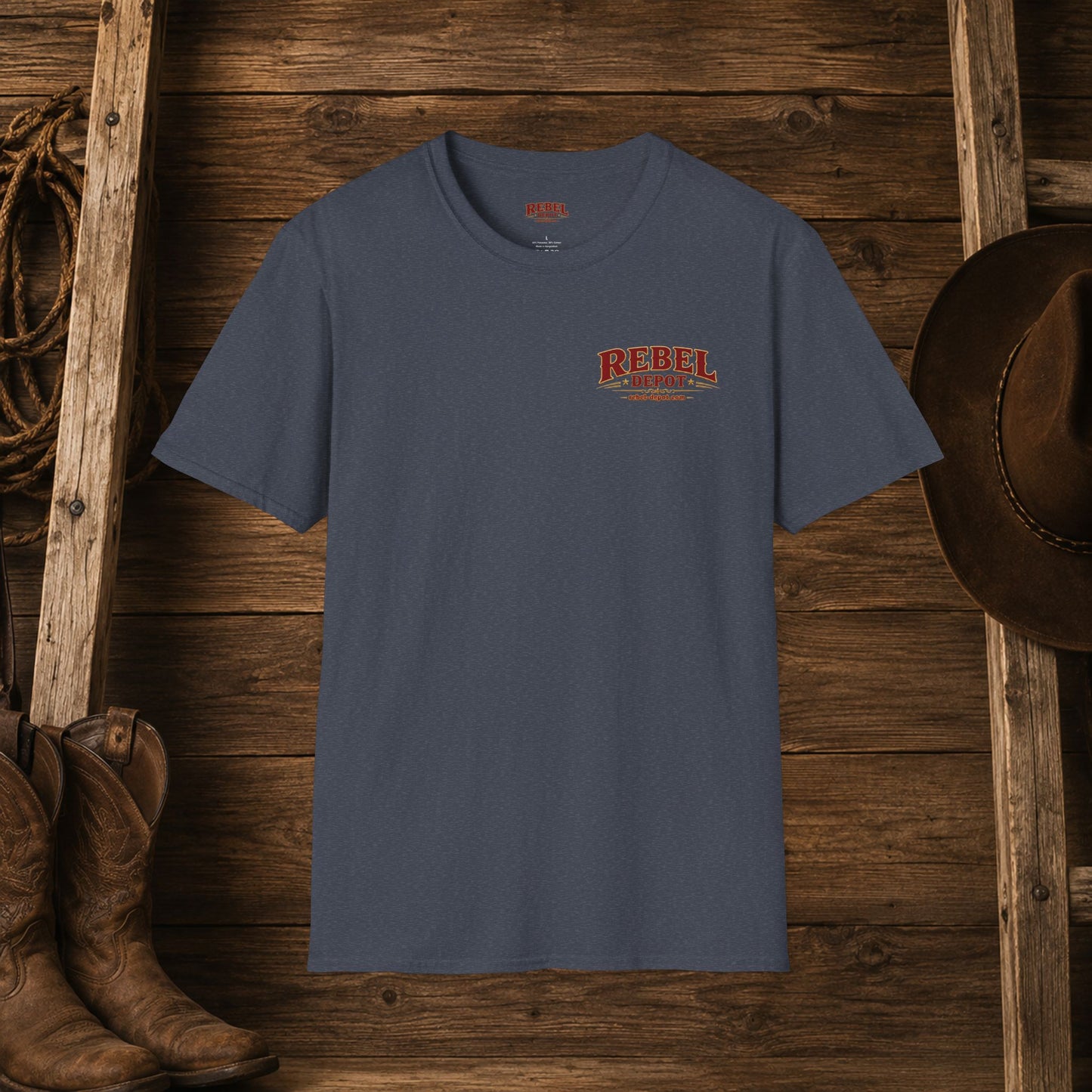 Stars Stripes and Spurs Cowgirl  (Back) Adult T-Shirt