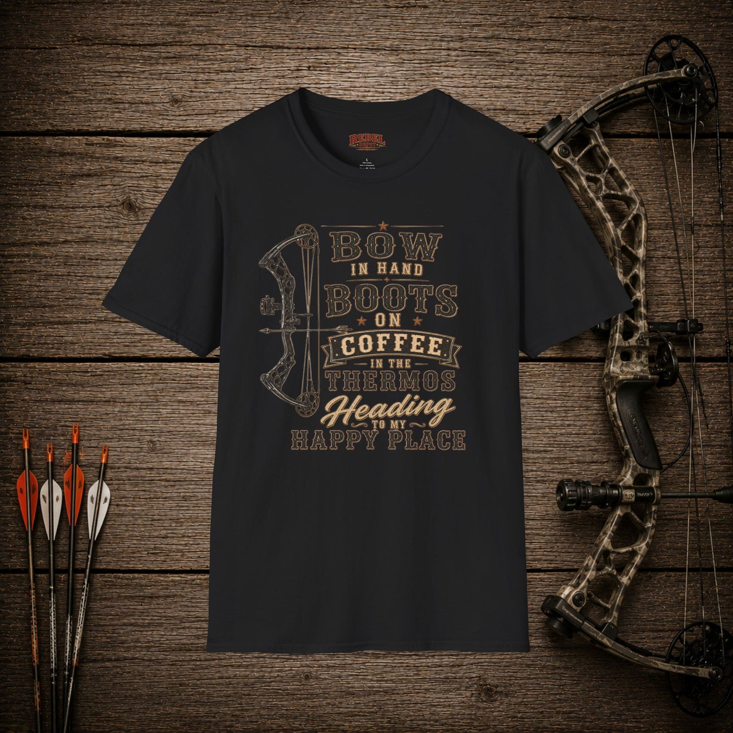 Bow Boots Coffee  Adult Size T-Shirt