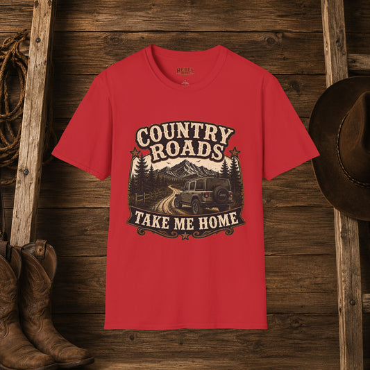Country Roads Jeep  Adult Size T-Shirt