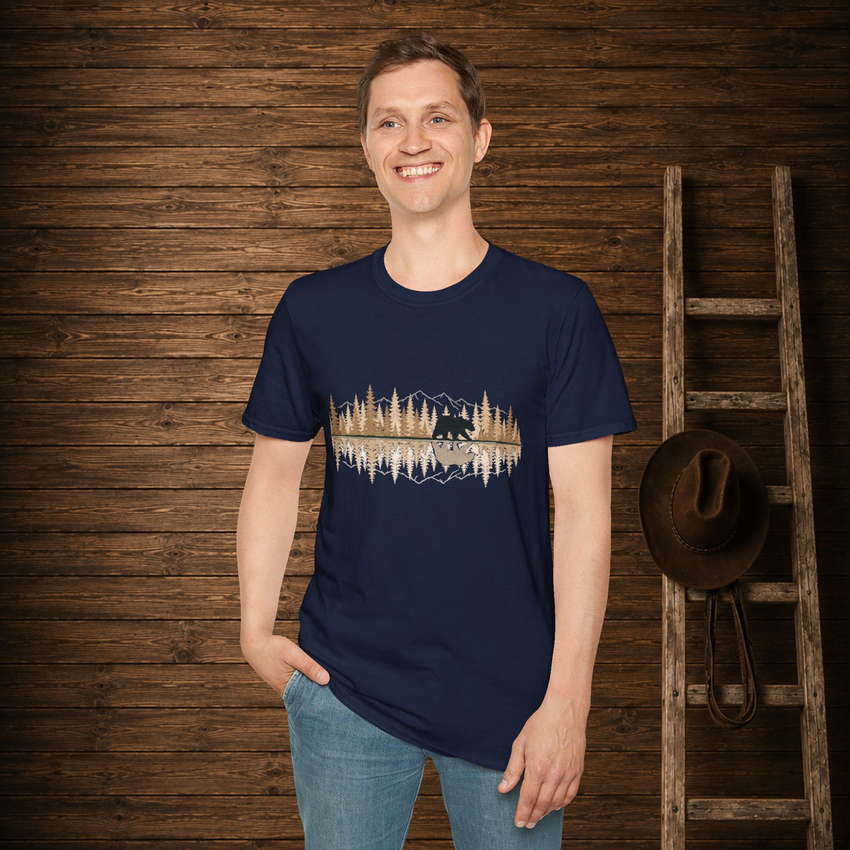 Bear Reflection   Adult Size T-Shirt