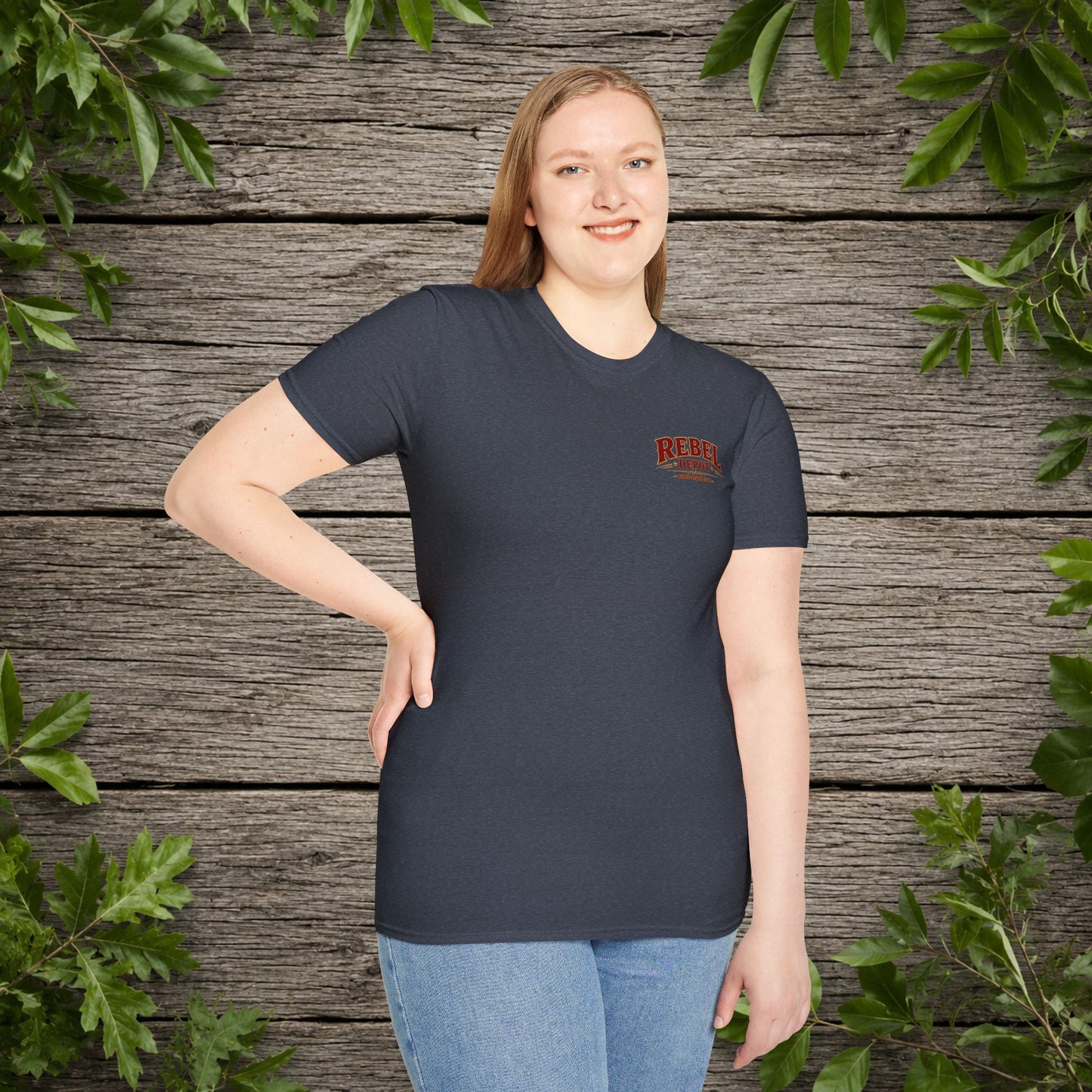Stars Stripes and Spurs Cowgirl  (Back) Adult T-Shirt