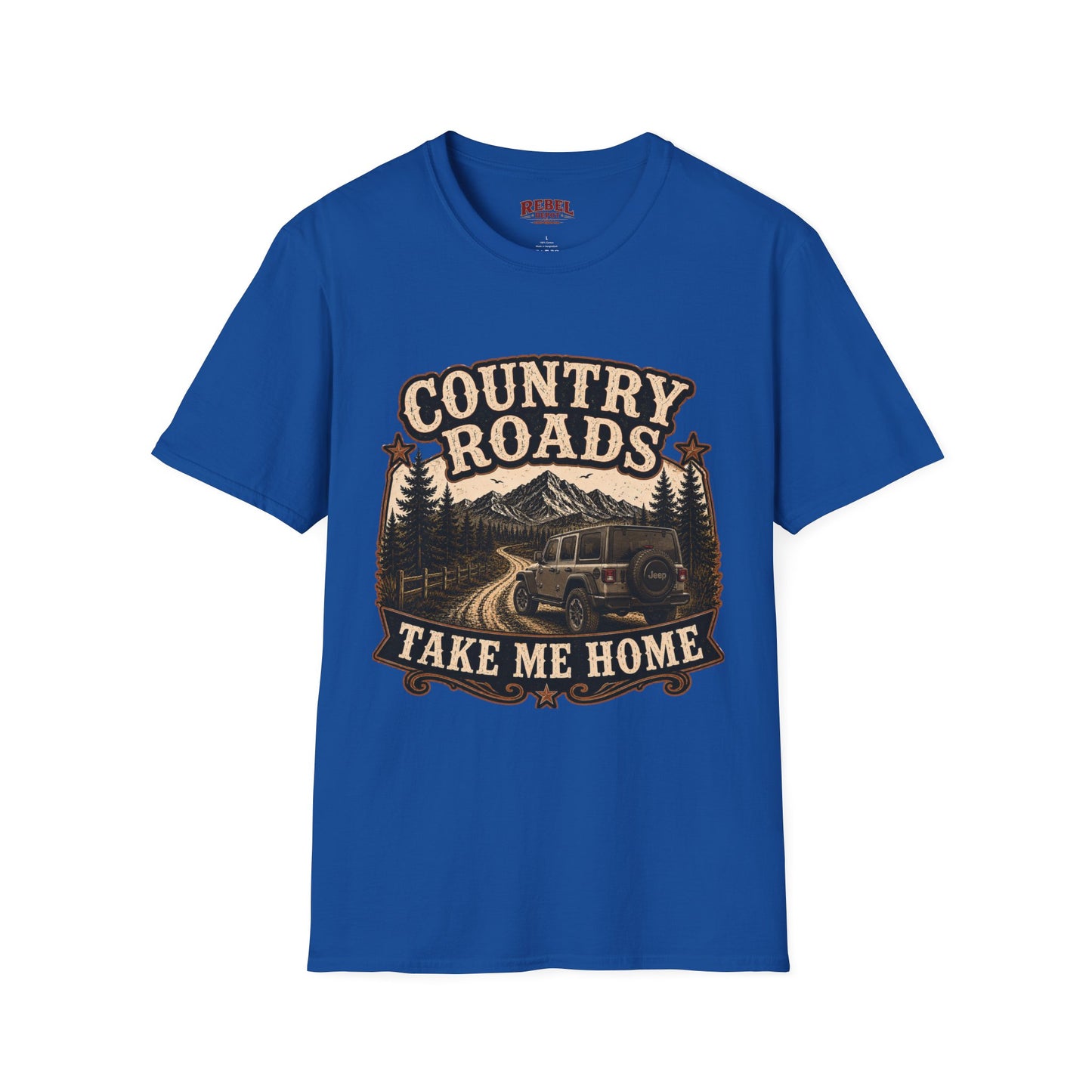 Country Roads Jeep  Adult Size T-Shirt