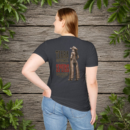 Tiara and Spurs Cowgirl (Back)  Adult T-Shirt